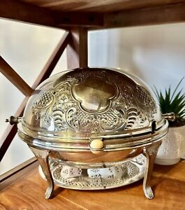 1890s Antique British Electroplated Silver Revolving Top Breakfast Warmer