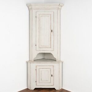 Tall White Corner Cabinet Cupboard Sweden Circa 1820 40