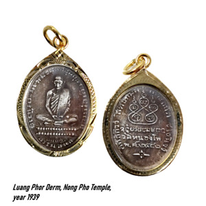 Silver Plating Phra Lp Derm Coin Year 1939 Thai Buddha Amulet Talisman Pendant