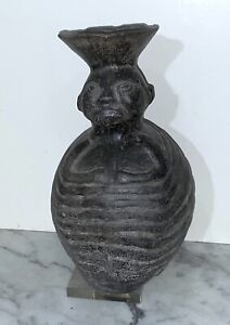 Old Bamileke People Pottery Vessel Featuring A Male Figure From Cameroon