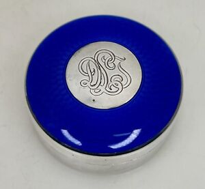 Tiffany Co Sterling Silver Blue Enamel Trinket Box 92077