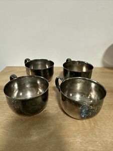 Vintage Oneida Silver Plated Tea Cups 2 Set Of 4 Made In Usa Vtg Ol Lion Logo