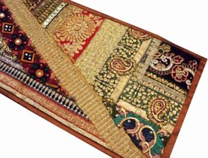 60 Antique Decor Beaded Sequin Pearl Sari Tapestry Wall Hanging Throw Runner
