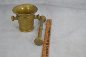 Antique Mortar And Pestle Brass 4 Pounds 4 In Tall 19th C Original 1800