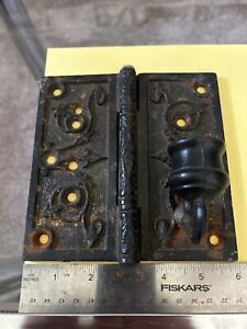 Antique Victorian Cast Iron Steeple Finial Large 6x6 Ornate Entrance Door Hinges