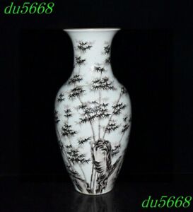 17 China Ink Color Porcelain Bamboo Portrait Zun Cup Bottle Pot Vase Jar Statue