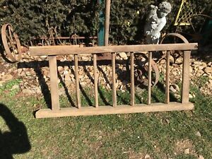 Antique Oak Wood Spindle Barn Stall Rail Architectural Salvage 52in Long Sec