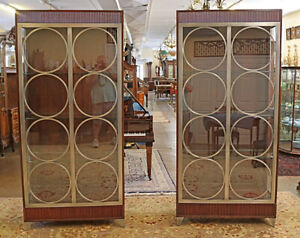 Pair Of Ethan Allen Avenue Collection Modern Contemporary China Display Cabinets