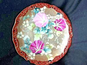 Nippon Hand Painted Pink Burgundy Decorated 7 Plate