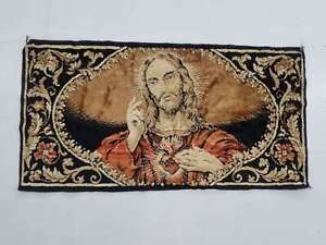 Vintage French Old Men Scene Wall Hanging Tapestry Panel 96x49cm