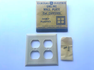Vintage Ge Bakelite Two Gang 4 Outlet Ivory Wall Plate