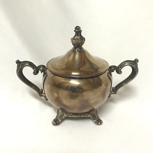 William Rogers Son Silver Plated Footed Sugar Bowl With Lid