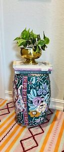 Vintage Chinese Chinoiserie Porcelain Garden Seat Stool 18 