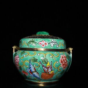 3 2 Chinese Enamel Brass Hand Stove Butterfly Old Bronze Hand Furnace Pot
