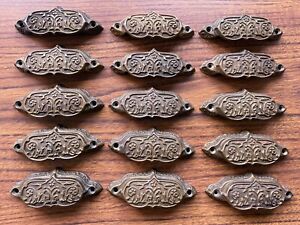 15 Truly Vintage Cast Brass Drawer Handles Pulls Apothecary Victorian