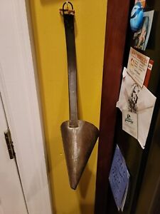 Antique Funnel Tin Handmade 1800s Rare Size Long Curved Handle 14 