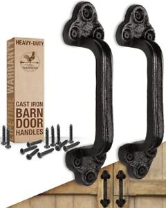 Heavy Duty Barn Door Handles Set Of 2 Black Rustic Cast Iron Gate Handles F 