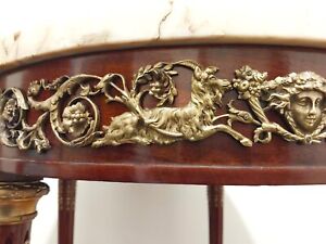 Antique Rare Francois Linke Marble Bronze Mounts French Oval Figural Table