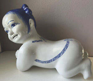 Ming Dynasty Style Porcelain Baby Vtg Rare 1950 S Chinese Opium Pillow Headrest