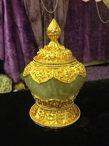 Antique Vintage Carved Crystal Tibetan Buddhist Ceremonial Kapala Or Skullcap 