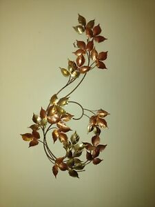 Large Mcm C Jere Style Mixed Metal Maple Leaves Branch Wall Sculpture