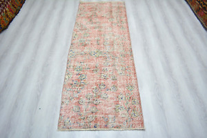 Antique Red Floral Handmade Runner 2 4x6 7ft Red Faded Entryway Runner Rug 