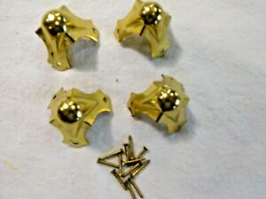 Salvage 4 Brass Plated Corners For Small Trunk Or Box 2784