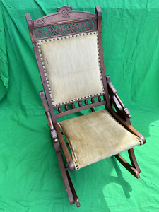 Vintage Wood Folding Rocking Chair Victorian 18xx