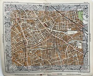1907 Newington Walworth Camberwell Peckham Antique Map London Street Plan