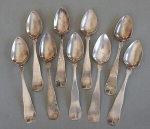 Lot Of 9 Antique 1860 S Coin Silver Teaspoons 137 Grams Shreve Stanwood Co 