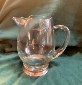 Wallace Starburst Sterling Rim Glass Cocktail Pitcher