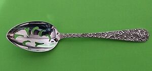 S Kirk Son Repousse Sterling Silver 8 1 2 Pierced Serving Table Spoon