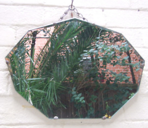 Art Deco 1930 S Small Wall Mirror Rectangular Bevelled Glass Vintage 19 X 14 