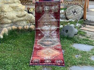 Runner Vintage Turkish Tribal Oushak Farmhouse Wool 2x7ft Geometric Oriental Rug