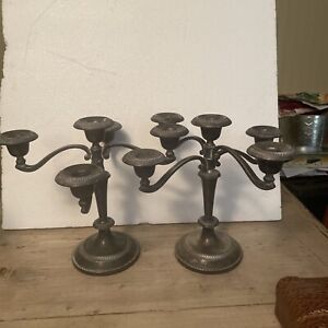 Pair Of Antique Victorian Leonard S Silver Plated Candelabras 9 5 Tall 5 Hole