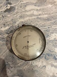 Antique C1870 Brass James W Queen Co Surveyor Compass Barometer Instrument