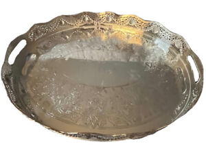 Very Large Silver On Copper Gallery Tray