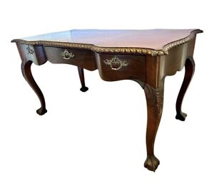 Elegant Antique 19th Century English Carved Mahogany Writing Desk Table Plat