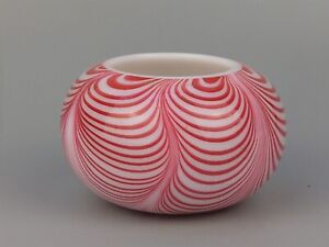 Early Nailsea Milk Glass With Red Stripes Salt Celler