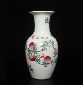 43cm Yongzheng Signed Antique Chinese Famille Rose Vase W Peach
