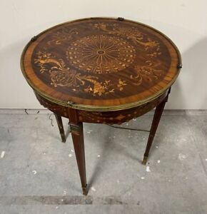 Antique Gilt Mounted English Circular Inlaid Side Table