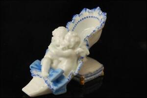 Old German Meissen Cupids Shoe Figurine White Blue Porcelain Mr