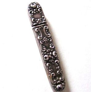 Wonderful Victorian Art Nouveau 925 Sterling Silver Sewing Needle Case Ornate