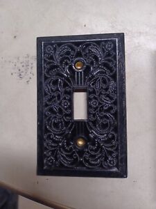 Vintage Brass Single Switch Plate Ornate Architectural Floral Decor