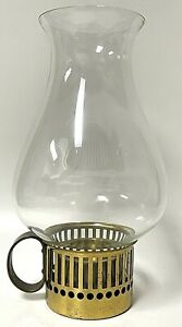 Vintage Dansk Brass Handled Glass Hurricane Candleholder