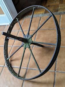 Vintage Cast Iron Wagon Cart Wheel 20 Diameter X 1 1 2 Thick 8 Spokes