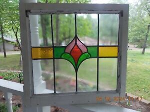 Arts Craft English Leaded Stained Glass Windows 23 1 4 X 22 1 2 