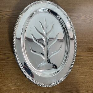 Wm Rogers Silverplate Footed Serving Meat Platter Silver Tray Tree 16 X 12