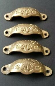 4 Apothecary Drawer Cup Pulls Handles Ant Victorian Style Solid Brass 3 C A20