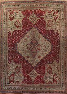 Pre 1900 Antique Oushak Turkish Area Rug Vegetable Dye Hand Knotted Carpet 14x16